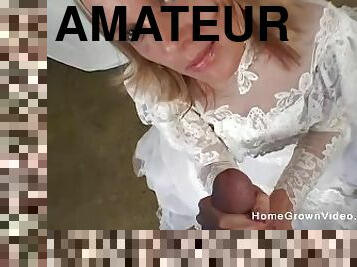 Slutty blonde fucks her wedding photographer