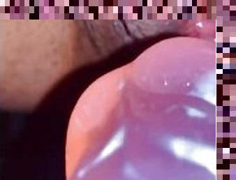 Cum on my new dildo creamy pussy