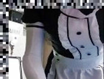 cat kigurumi maid masturbating and cum