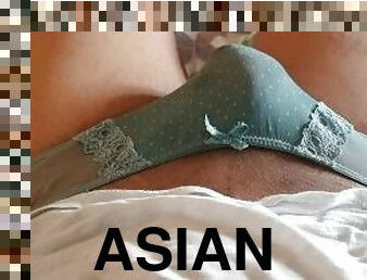 asiático, masturbación, amateur, japonés, bragas, fetichista, a-solas