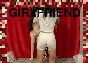 Watch me play with my sexdoll and Dress her with my girlfriend