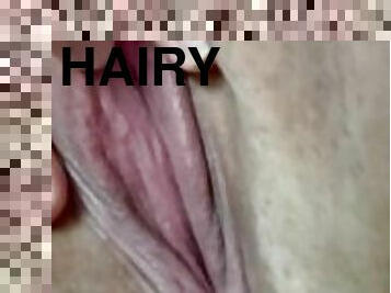 Creamy hairy pussy