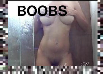 bañando, tetas-grandes, amateur, adolescente, espía, brasil, tetas, fetichista, ducha, a-solas