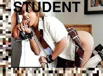 tate-mari, studenta, invatatoare, adolescenta, adanc-in-gat, bdsm, taratura, blonda, uniforma, studente