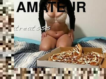 Naughty Latina Stuffs Herself With Pizza and Shows Off Her Belly (Trailer)