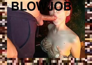A chic blowjob on the street from a lustful girl.?