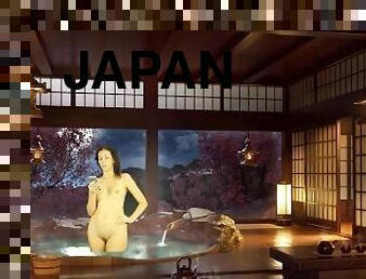 Bathroom Piss. Naked reading. Japanese bath. Julia V Earth.