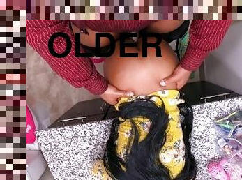 papá, cuatro-patas, mayor, negra-ebony, adolescente, hardcore, negra, hija, vieja, papi