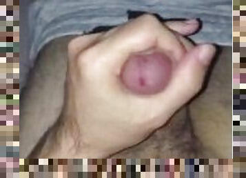 Solo handjob with ballring