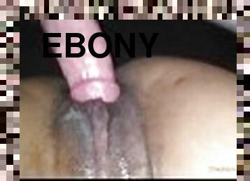 Going deep in wet ebony pussy