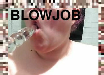 Glass dildo blowjob - full 3 min video on OF