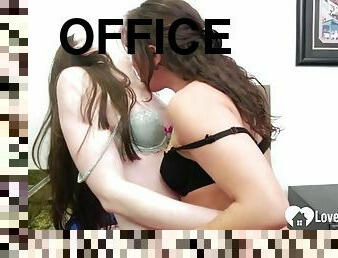 Cute brunette in the office finally got it on me