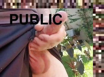 MASTURBATING MY UNCUT DICK AND CUMMING IN THE GARDEN