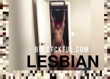 Lesbian Stud Gets Head While Doing Pull Ups