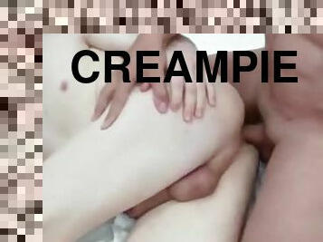 Rough bareback session ends with creampie