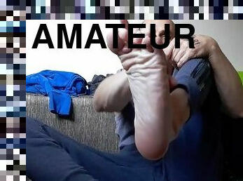 Rubbing feet, soles, toes