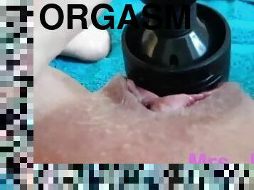 orgasme, fisse-pussy, sprøjte, kone, amatør