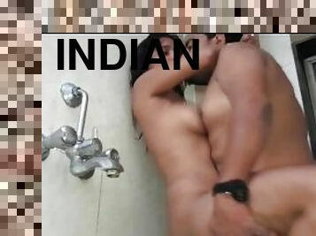 Room service!!! Sexy Indian girl having sex with hotel boy while her boyfriend outside