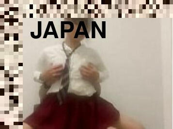 asiático, cuatro-patas, colegiala-schoolgirl, estudiante, amateur, chorro-de-corrida, adolescente, japonés, novia, jóvenes18