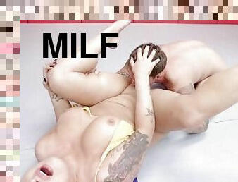 milf, fingret, bryting