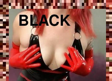 negro-negra, mapulang-buhok, fetish, latex, goma, nangaakit