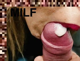 svær, orgasme, amatør, blowjob, milf, svelging, pov, cum, blond