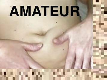 orgasme, pussy, amatør, milf, hjemmelaget, creampie, par, pov, barbert