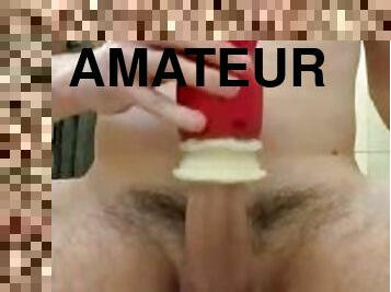 onani, amatør, cumshot, handjob, cum, alene