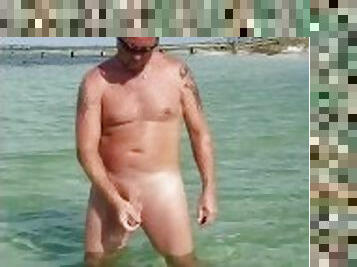 Nude on public beach