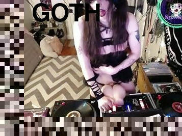Transgender Goth Dj fucks up her mix and takes forever to cum