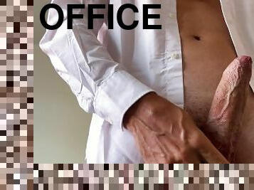 masturbacija, ured, snimci, trzanje, sami, bijeli