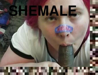 Cute Catgirl BBW Tranny Gets Cumshot from BBC Shemale POV