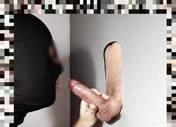 amatør, blowjob, svelging, gloryhole, cum, spansk