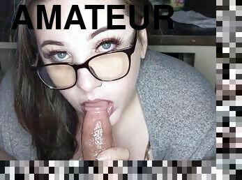 store-pupper, briller, kone, amatør, blowjob, bbw, pov, cum, naturlig, goth