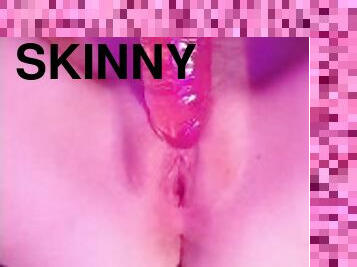 klitoris, onani, orgasme, pussy, skinny, leke, cum, blond, dildo, våt