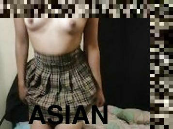 asiatisk, onani, pussy, skolejente, amatør, babes, tenåring, leke, petite, alene