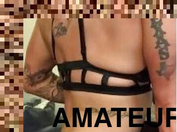 amaterski, fetiš, solo, mišičasti, tattoo, majhne-prsi