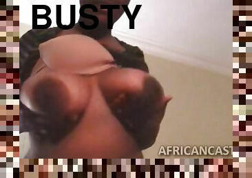 Busty Ebony Vanessa Takes White Cock