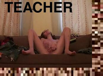Lonely teacher exposes her body during a solo
