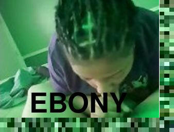 Ebony sloppy blow job