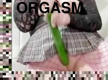 ekstrem, onani, orgasme, pussy, squirt, goth, grønnsak