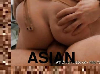 asiatisk, store-patter, onani, kontor, anal, pikslikkeri, kæmpestor-pik, fingering, brunette, pik