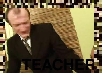 Dick-hardening brunette teen with pigtails fucks teacher