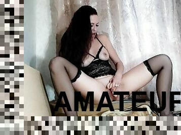 masturbation, fitta-pussy, amatör, anal, brudar, leksak, strumpor, underkläder, vacker, dildo