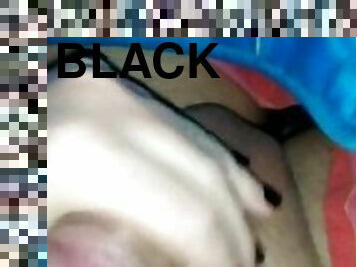 Guy with BLACK NAIL POLISH plays with his DICK under the blanket