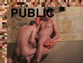 the younf twink MAX fucked by the pornstar Enzo RIMEENEZ in public sauna