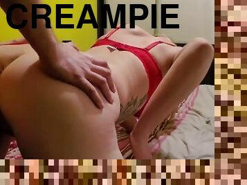 rumpe, ekstrem, gammel, pussy, amatør, tenåring, creampie, pov, kåt, stram