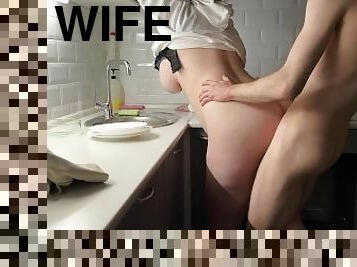 Chubby Wife with Big Tits Getting Kitchen Fuck