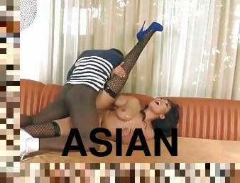 Gorgeous Asian With Big Booty Enjoying A Black Dick