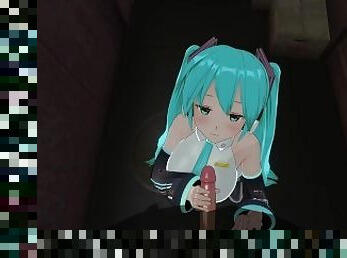 3D HENTAI POV Hatsune Miku sucks your cock hard until you cum